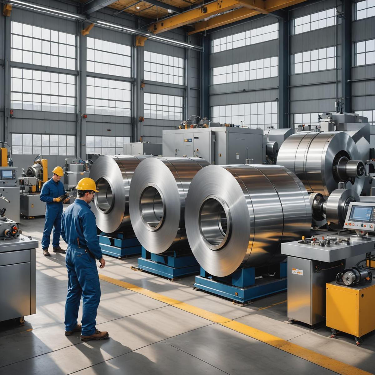 Person standing in a factory with machinery in the background